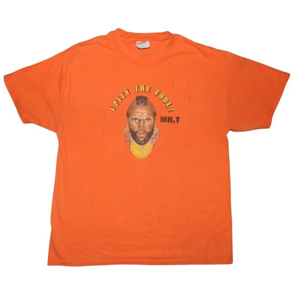 Vintage 2000 Mr. T "I Pity The Fool" Orange T-Shirt Size Large A-Team Hanes - Picture 1 of 9